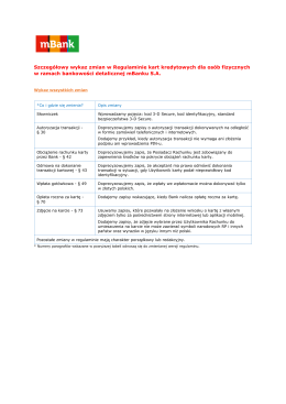 Szczeg&oacute;łowy wykaz zmian