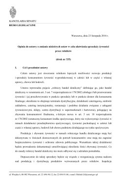 Opinia do ustawy o zmianie niektórych ustaw w celu ułatwienia