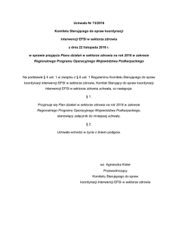 Uchwała Nr 73/2016 Komitetu Sterującego do spraw koordynacji