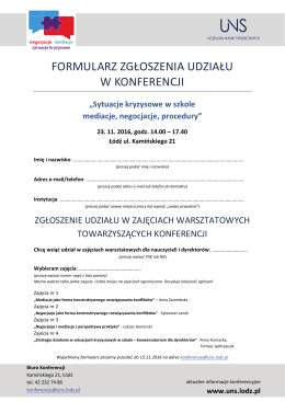 formularz zgłoszenia na konferencję do pobrania