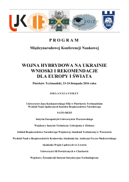 PROGRAM Międzynarodowej Konferencji Naukowej