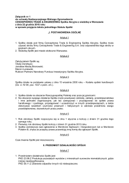Załącznik nr 1 do uchwały Nadzwyczajnego Walnego