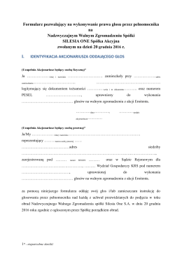 Formularz pozwalający na wykonywanie prawa głosu