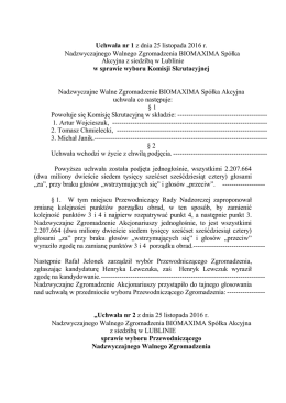 Uchwała nr 1 z dnia 25 listopada 2016 r