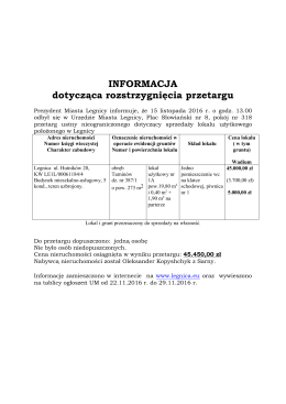 INFORMACJA dotycząca rozstrzygnięcia przetargu