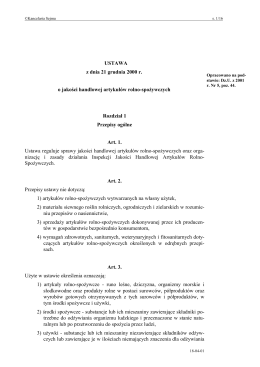 USTAWA z dnia 21 grudnia 2000 r. o jakości handlowej artykuł&oacute;w