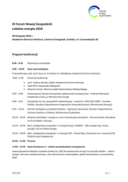 XI Forum Nowej Gospodarki Lokalna energia 2016