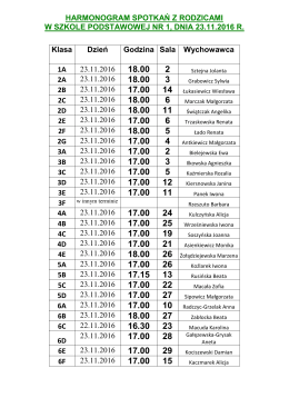 harmonogram spotkań z rodzicami