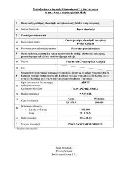 Powiadomienie o transakcji/transakcjach*, o którym