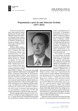 Wspomnienie o prof. dr. hab. Henryku Terelaku (1937