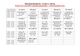 Plan lekcji dla klas IV - VI SP i I