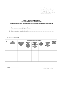 KARTA OCENY KANDYDATA PO ROZMOWIE KWALIFIKACYJNEJ