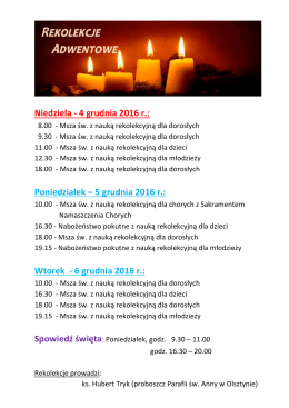Niedziela - 4 grudnia 2016 r.