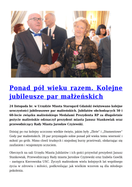 Ponad pół wieku razem. Kolejne jubileusze par małżeńskich