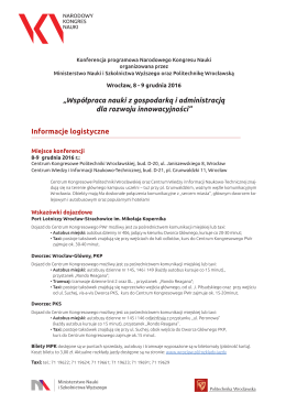 Informacje logistyczne - Ministerstwo Nauki i Szkolnictwa Wyższego