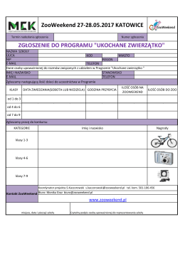 ZGŁOSZENIE DO PROGRAMU "UKOCHANE ZWIERZĄTKO