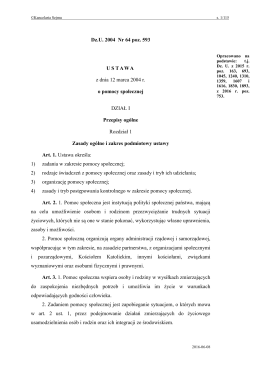 ustawy z dnia 12 marca 2004 r. o pomocy społecznej