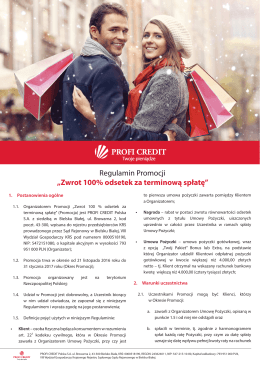 Regulamin Promocji „Zwrot 100% odsetek za