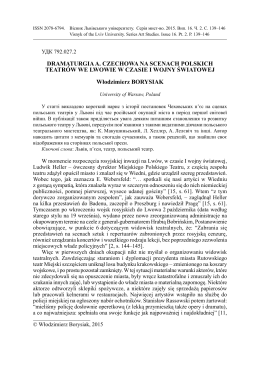 DRAMATURGIA A. CZECHOWA NA SCENACH POLSKICH