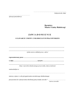 Zawiadomienie o zawarciu umowy z młodocianym