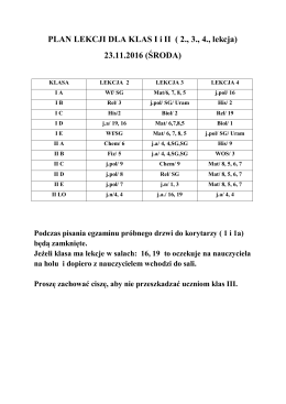 PLAN LEKCJI DLA KLAS I i II 23.11