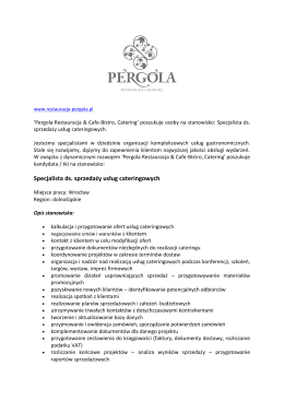 Specjalista ds. sprzedaży usług cateringowych