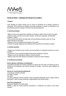 charge(e) de projets culturels - Maison de l`Architecture et des