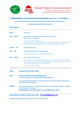 Programme : Date : Samedi 3 décembre 2016 Lieu