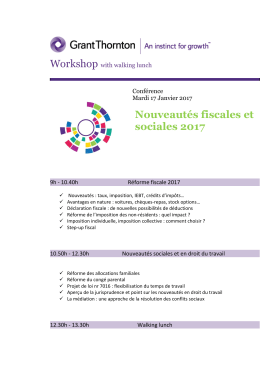 Nouveautés fiscales et sociales 2017