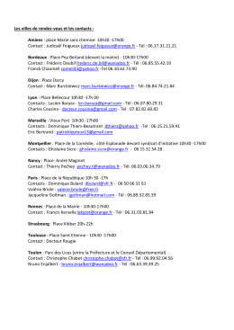Liste des villes et des contacts