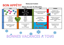 Menu de d&eacute;cembre