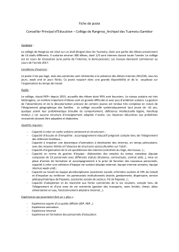 Fiche de poste Conseiller Principal d`Education – Collège de