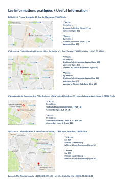 Les informations pratiques / Useful Information