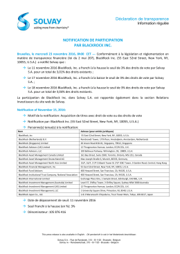 D&eacute;claration de transparence NOTIFICATION DE