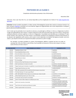 Liste des pesticides de la classe 5