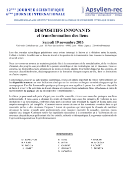 DISPOSITIFS INNOVANTS et transformation des liens Samedi 19