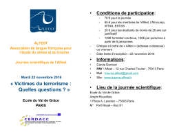 VICTIMES DU TERRORISME : Quelles questions - Trauma