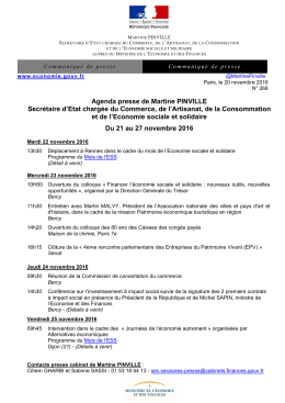 Agenda presse de Martine PINVILLE Secrétaire d`Etat chargée du