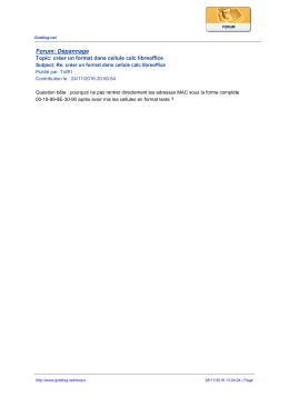 Forum: D&eacute;pannage