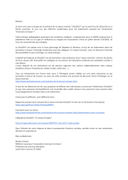 Bonjour. Je viens vers vous à propos de la semaine de la classe
