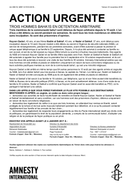 TROIS HOMMES BAHA`IS EN DETENTION ARBITRAIRE