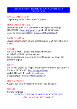 CHAMPIONNAT DEPARTEMENTAL 06 DE BMX INVITATION