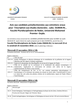 Avis aux candidats pr&eacute;s&eacute;lectionn&eacute;es aux entretiens oraux pour l