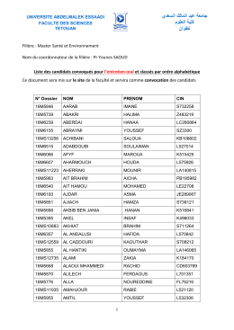Santé et Environnement - Faculté des Sciences de Tétouan