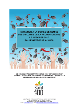 INVITATION A LA SOIREE DE REMISE DES DIPLOMES DE LA