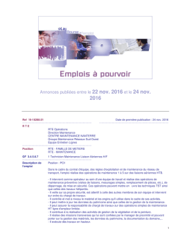 Annonces publi&eacute;es entre le 22 nov. 2016 et le 24 nov.