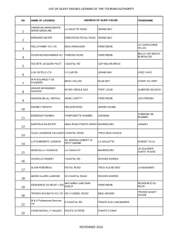 list of guest houses licensed at the tourism authority 1 2 3 4 5 6 7 8 9