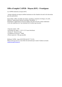 Offre d`emploi CAPEB - Ma&ccedil;on (H/F) - Frontignan