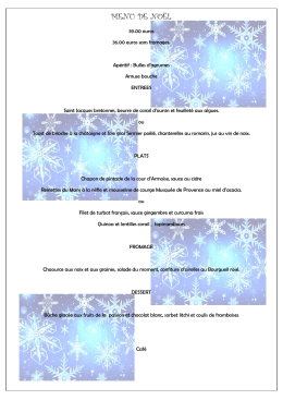 MENU DE NO&Euml;L - Auberge des Acacias