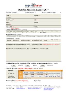 Bulletin Adhésion : Année 2017